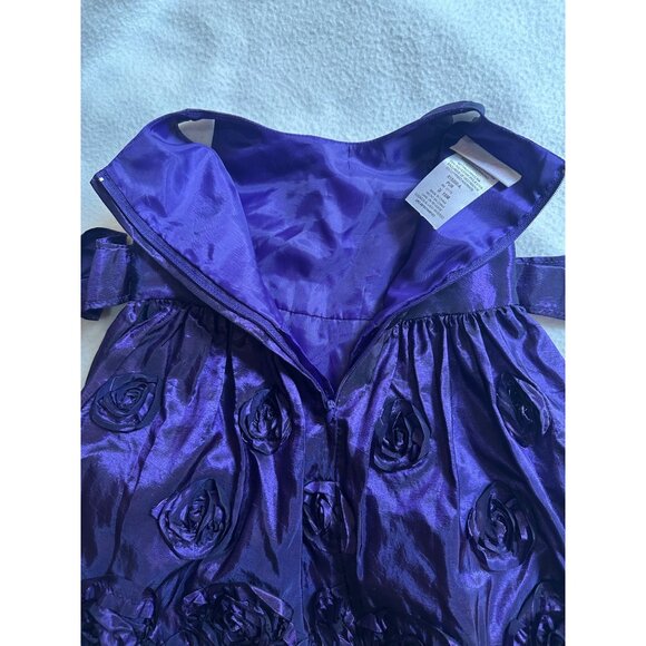 Bonnie Baby  Sz 12 Month Purple Sleeveless Rosette Dress With Bow Accent & Full - Picture 4 of 10